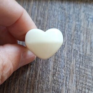 Cream Heart-Shaped Ring - Lucite?